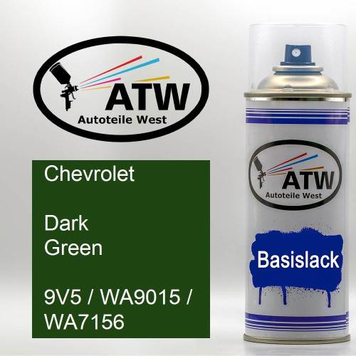 Chevrolet, Dark Green, 9V5 / WA9015 / WA7156: 400ml Sprühdose, von ATW Autoteile West.